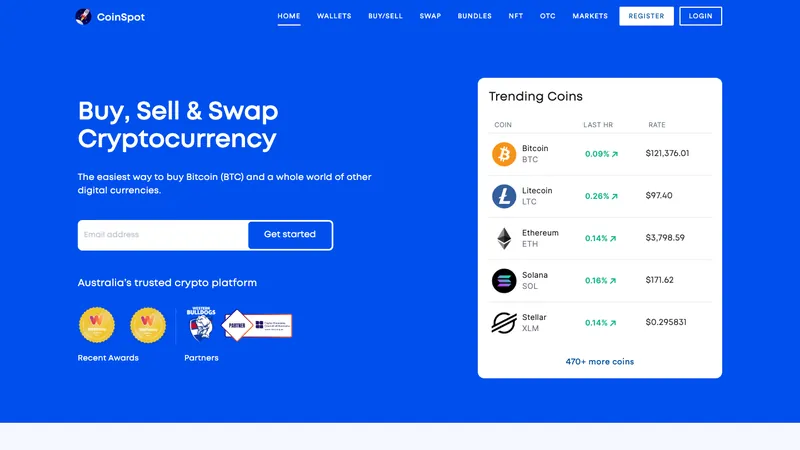 CoinSpot home page for Australian visitors