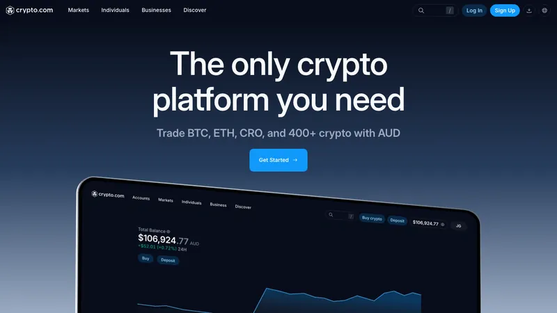 Crypto.com home page for Australian visitors