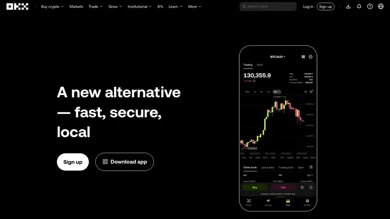 OKX home page for Australian visitors