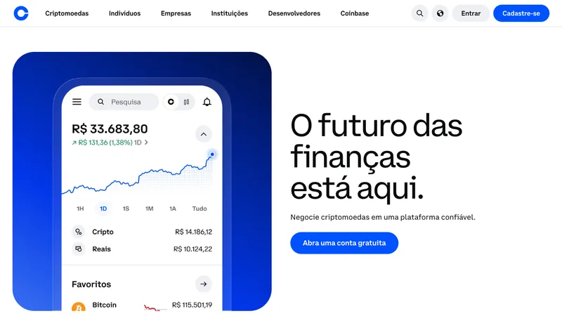 Coinbase home page for visitors in Brazil