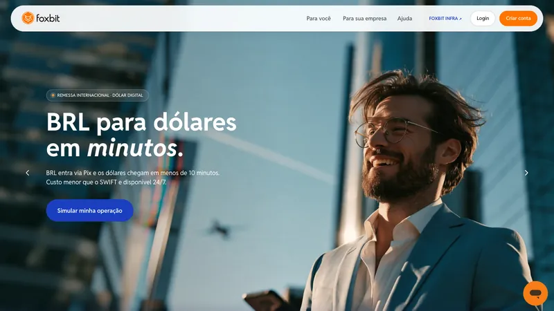 Foxbit home page for visitors in Brazil