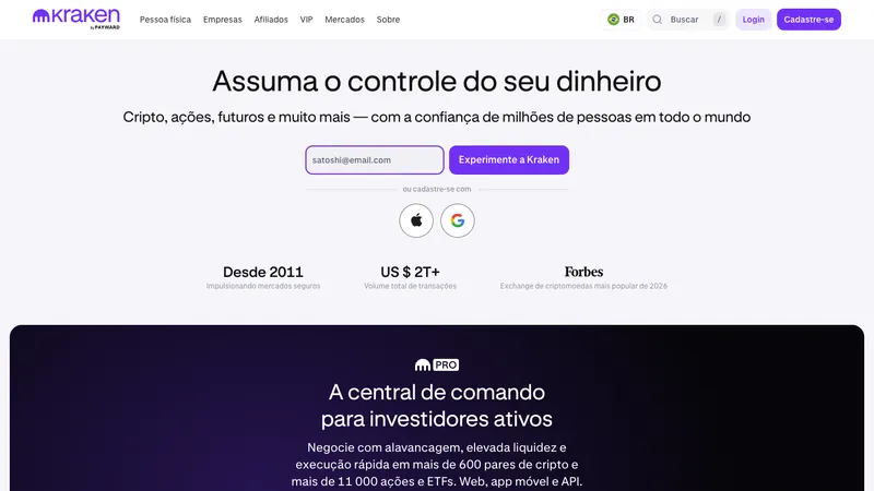 Kraken home page for visitors in Brazil