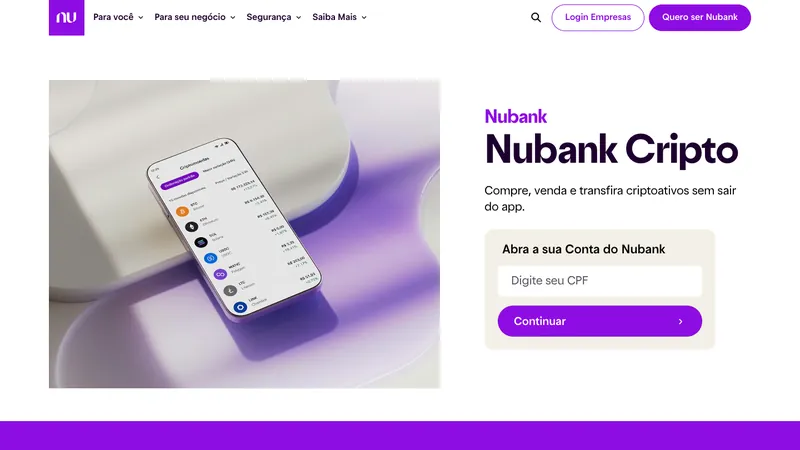 Nubank Cripto page in Portuguese for visitors in Brazil