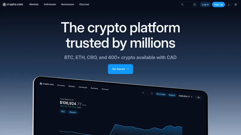 Crypto.com home page for Canadian visitors