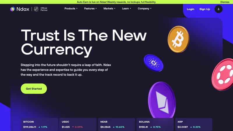 NDAX home page for Canadian visitors