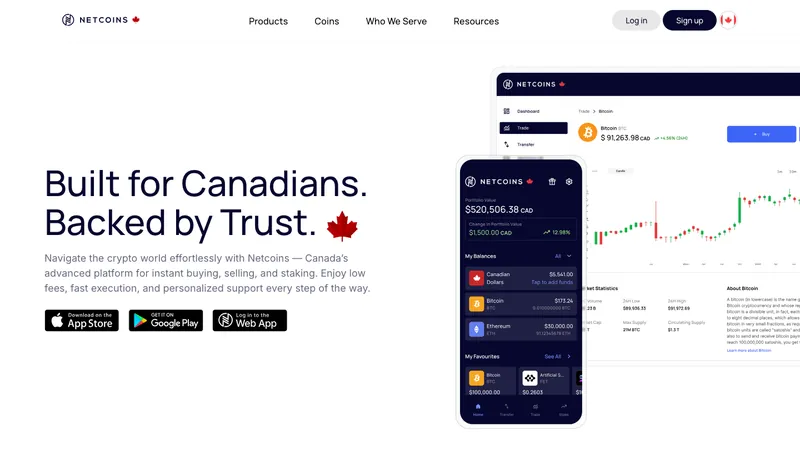 Netcoins home page for Canadian visitors