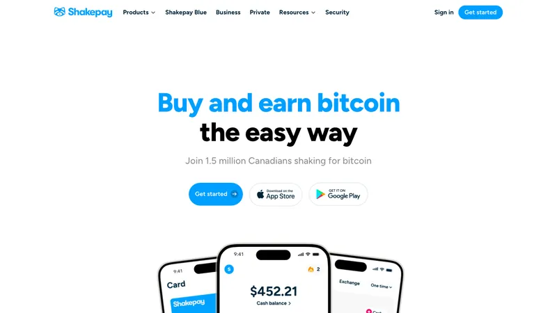 Shakepay home page for Canadian visitors