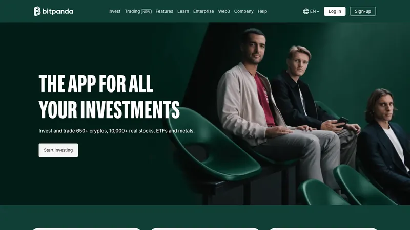 Bitpanda home page for European visitors