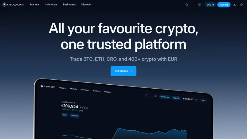 Crypto.com home page for European visitors
