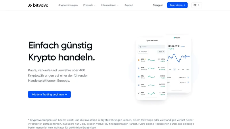 Bitvavo home page for visitors in Germany