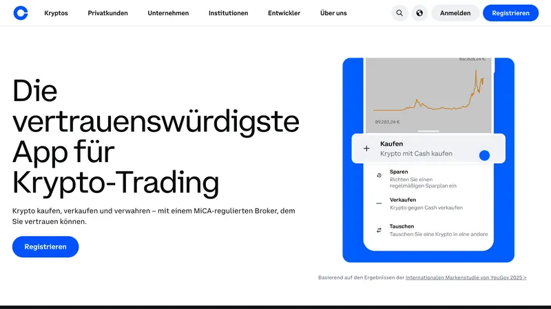 Coinbase home page for visitors in Germany