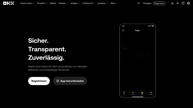 OKX home page for visitors in Germany
