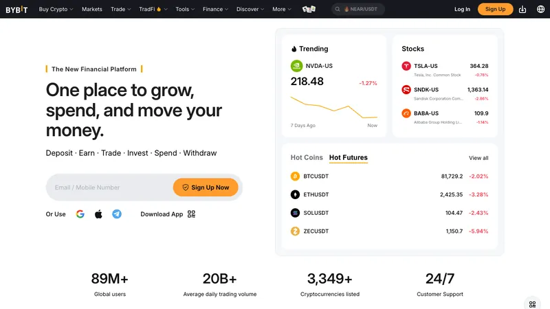 Bybit home page for visitors in Kenya