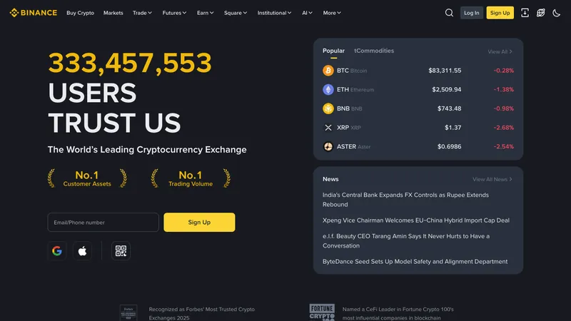 Binance home page for visitors in Saudi Arabia