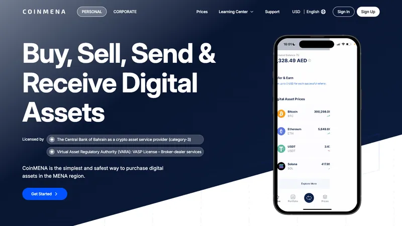 CoinMENA home page for visitors in Saudi Arabia
