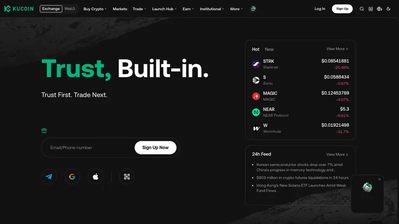 KuCoin home page for visitors in Saudi Arabia