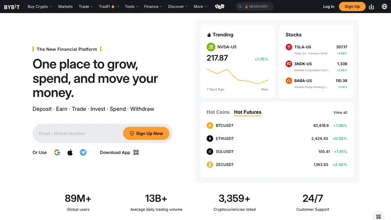 Bybit home page for visitors in South Africa