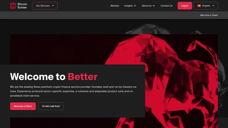 Bitcoin Suisse home page for visitors in Switzerland