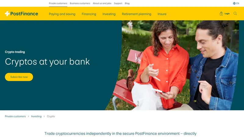 PostFinance crypto trading page