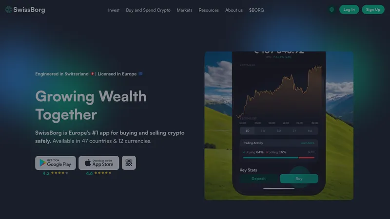 SwissBorg home page for visitors in Switzerland