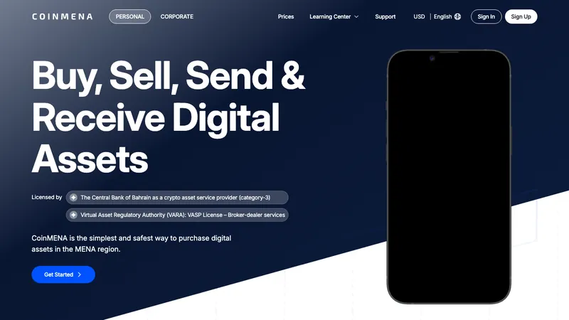 CoinMENA home page for UAE visitors
