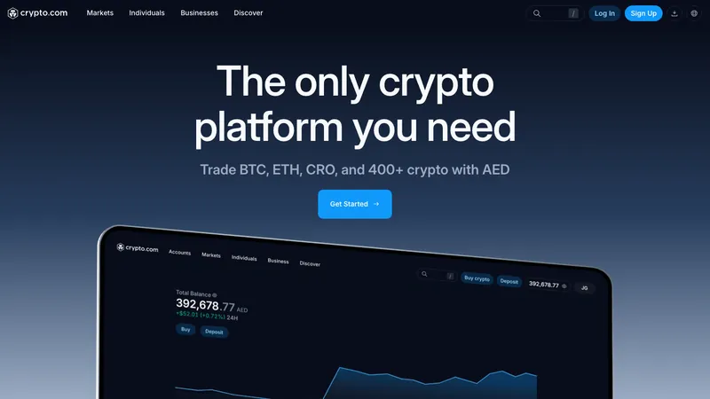 Crypto.com home page for UAE visitors