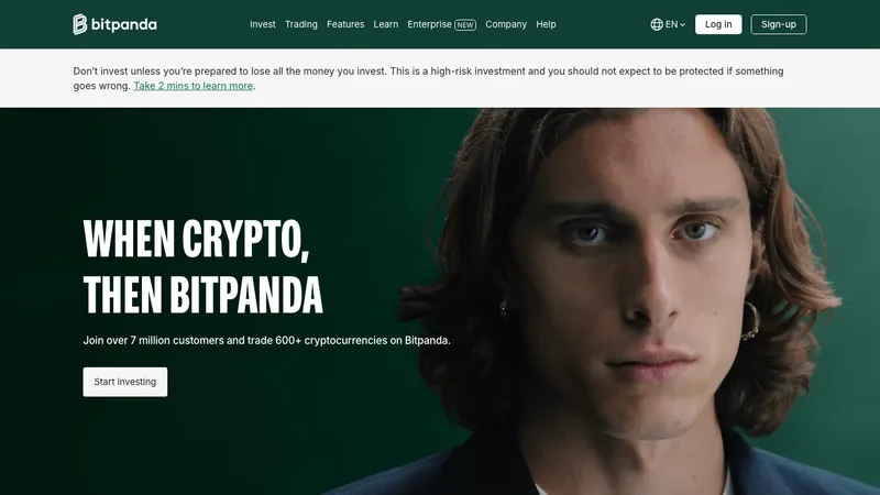 Bitpanda home page for UK visitors