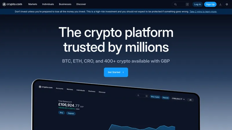 Crypto.com home page for UK visitors