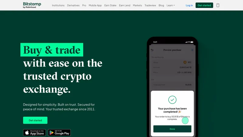 Bitstamp home page for US visitors