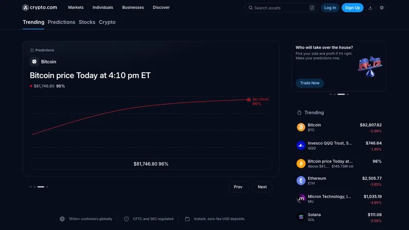 Crypto.com home page for US visitors