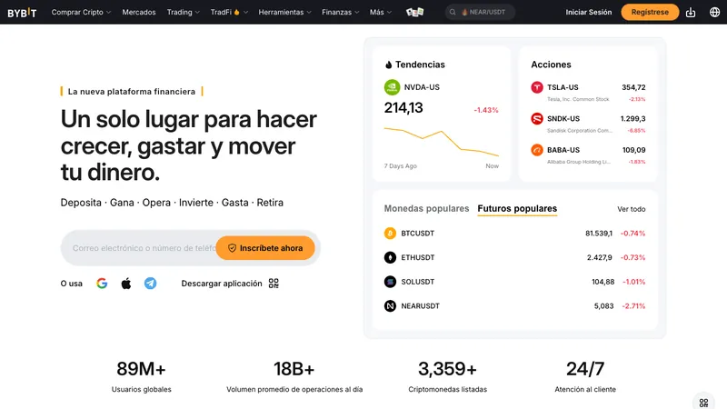 Bybit home page for visitors in Venezuela