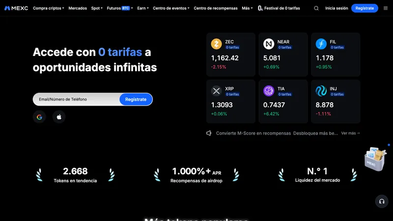 MEXC home page for visitors in Venezuela