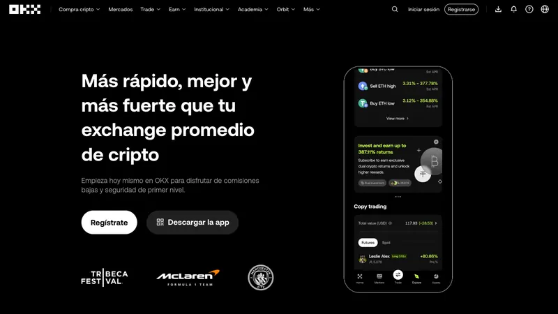 OKX home page for visitors in Venezuela